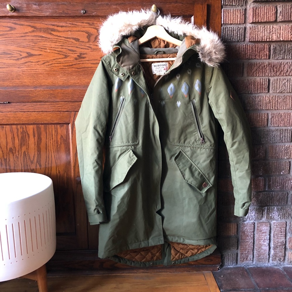 Women’s Burton Snowboard Parka coat green large